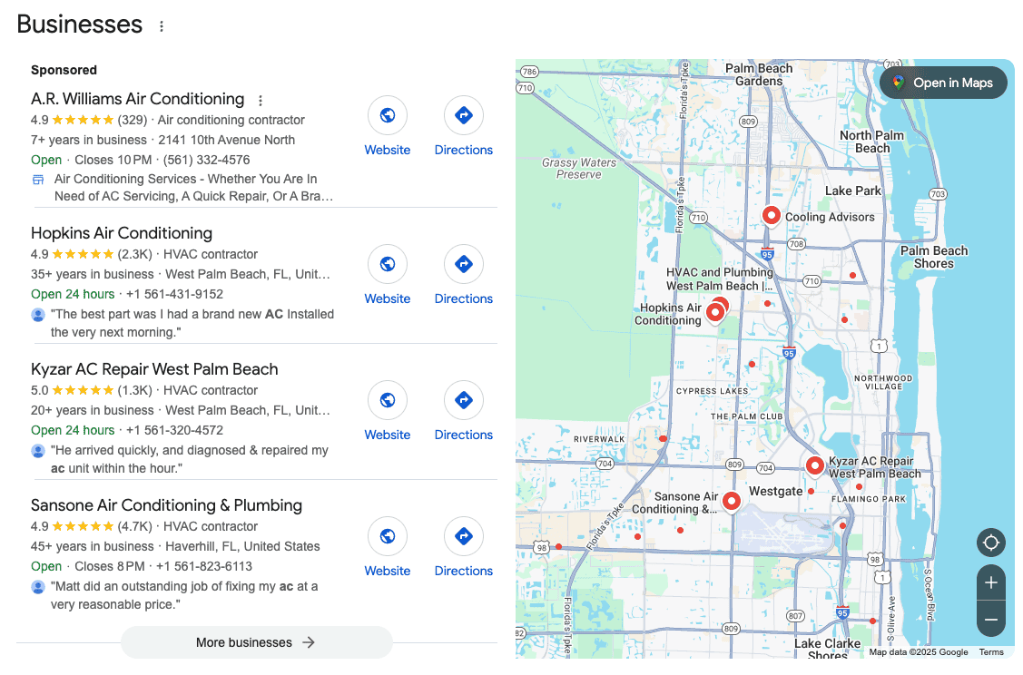 GMB SEO for HVAC in West Palm Beach